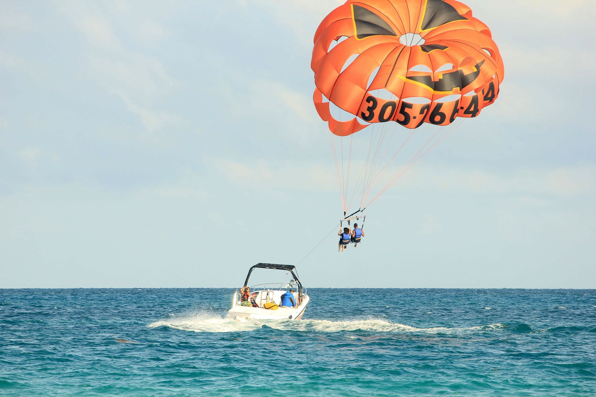 Group of people parasailing