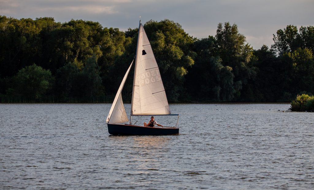 A man sailing alone