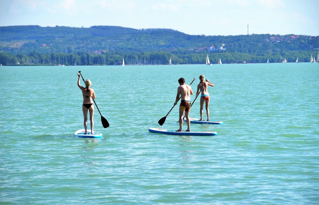 People paddleboarding